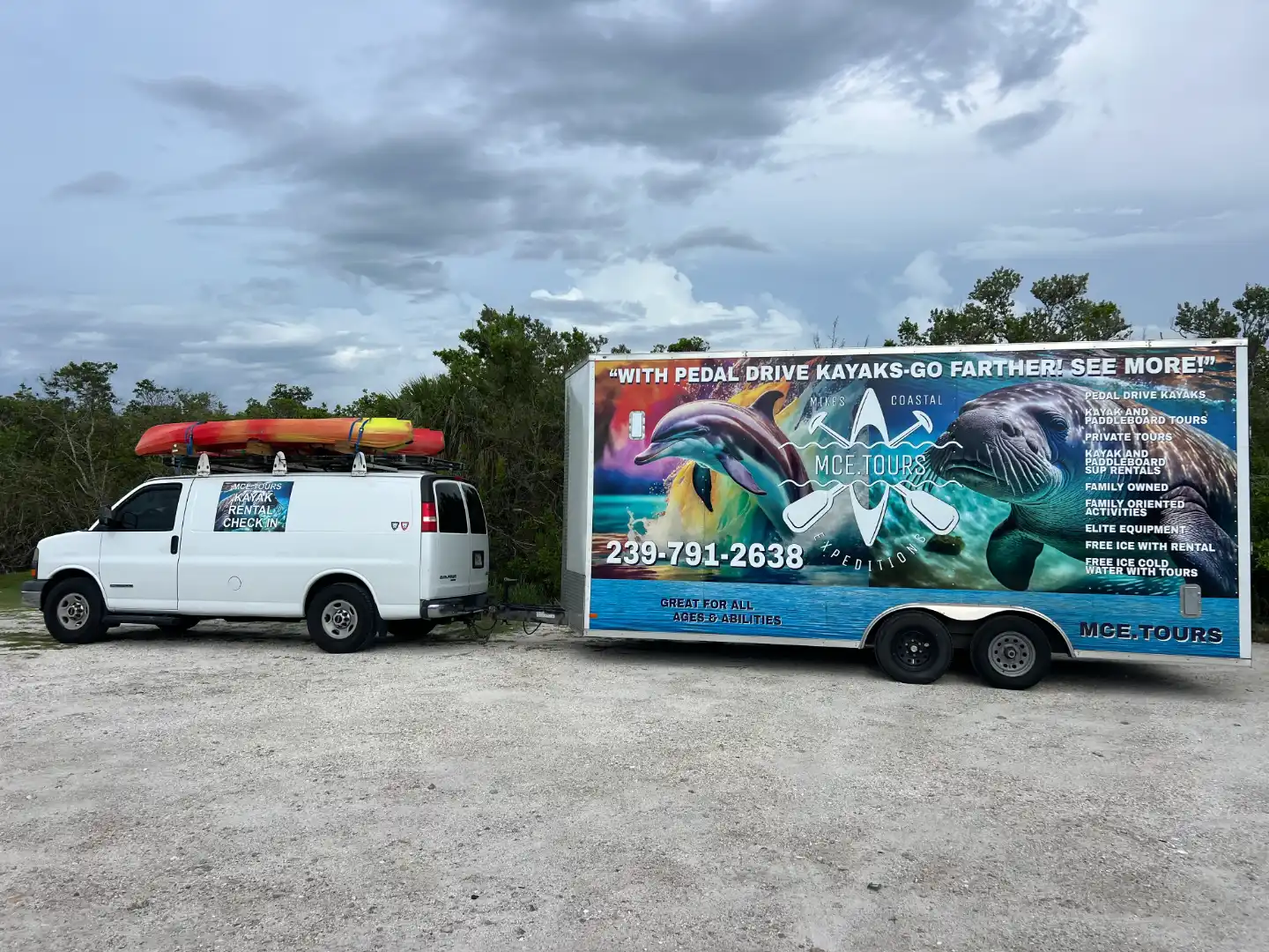 Hobie kayak fleet ready for a group tour at Big Hickory Island, Bonita Springs