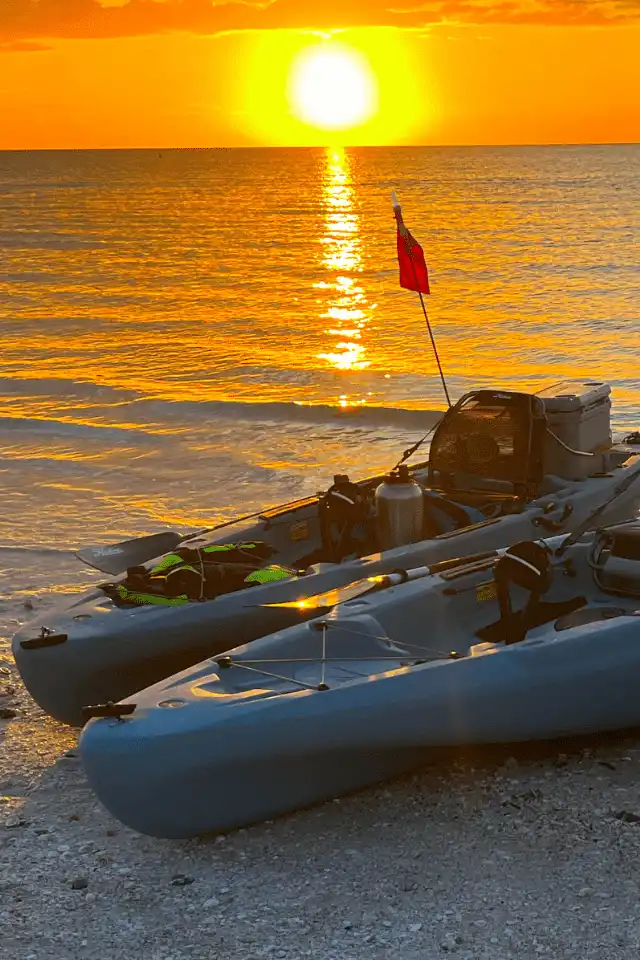 Hobie pedal kayak at sunset on the Gulf of Mexico